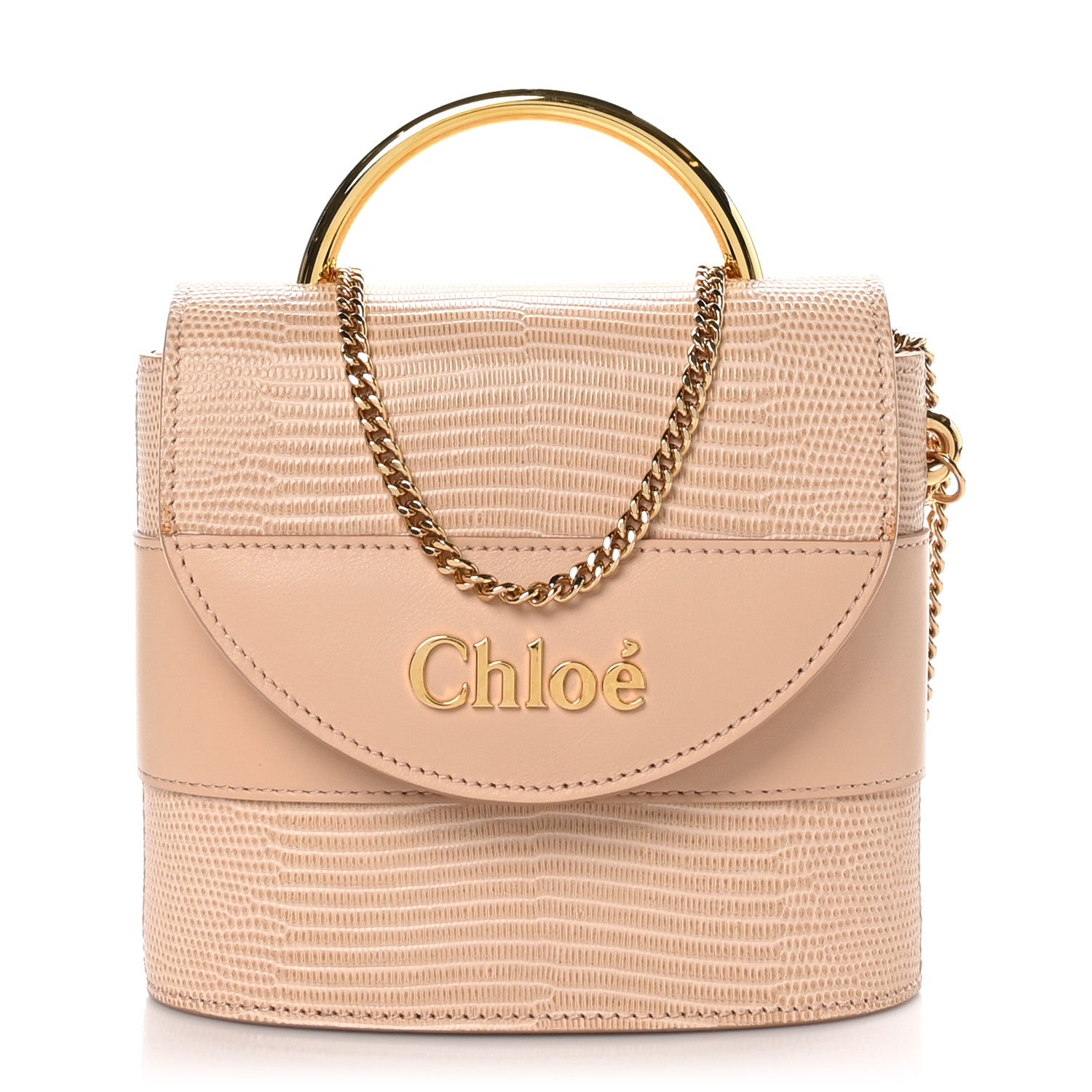 Chloe Calfskin Lizard Embossed Small Aby Lock Delicate Pink