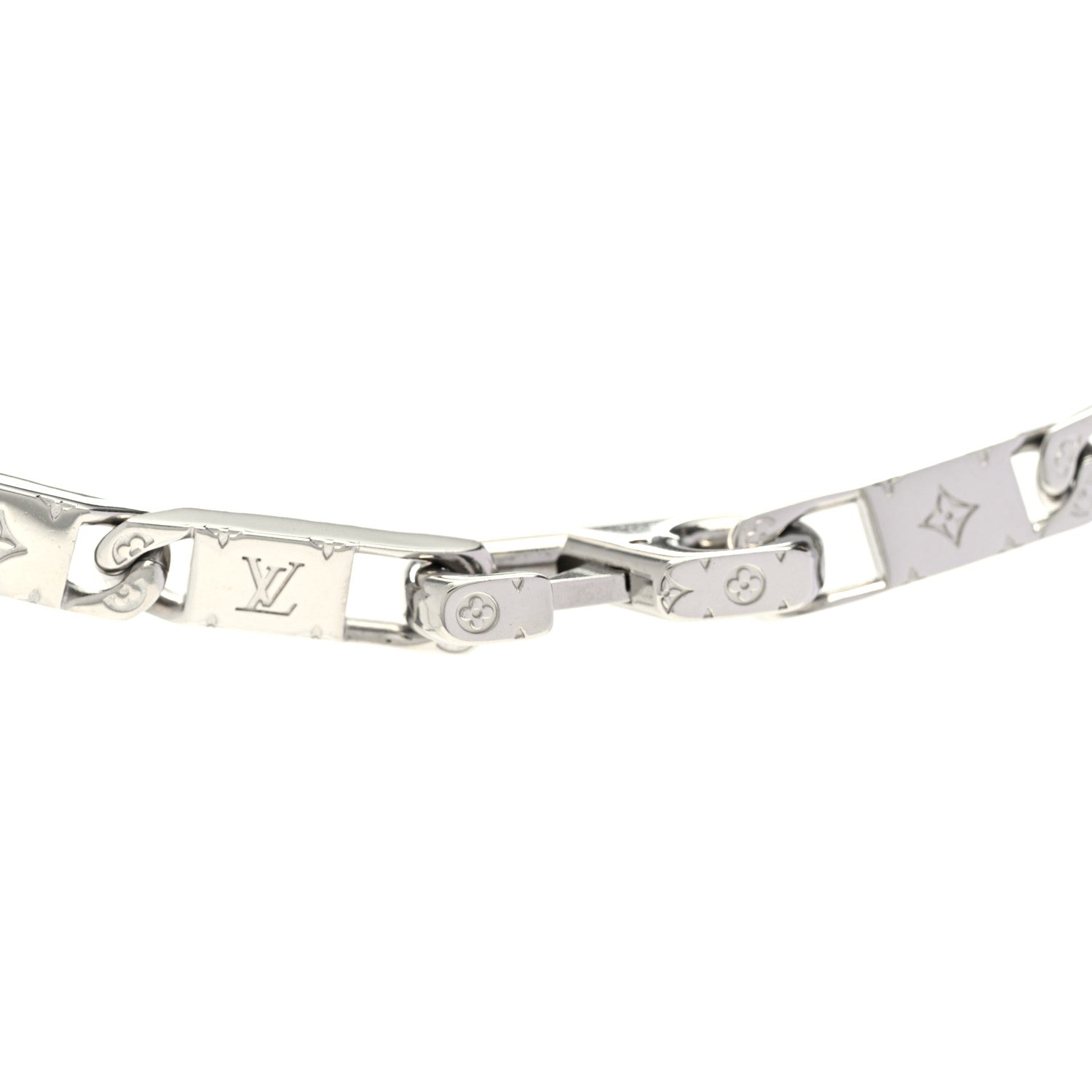 Louis Vuitton シルバー monogram tied up Louis Vuitton Metal Monogram Tied Up Necklace Silver 1345862