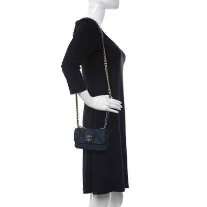 Chanel Denim Quilted Chanel 19 Flap Phone Holder With Chain Blue 2 of 10