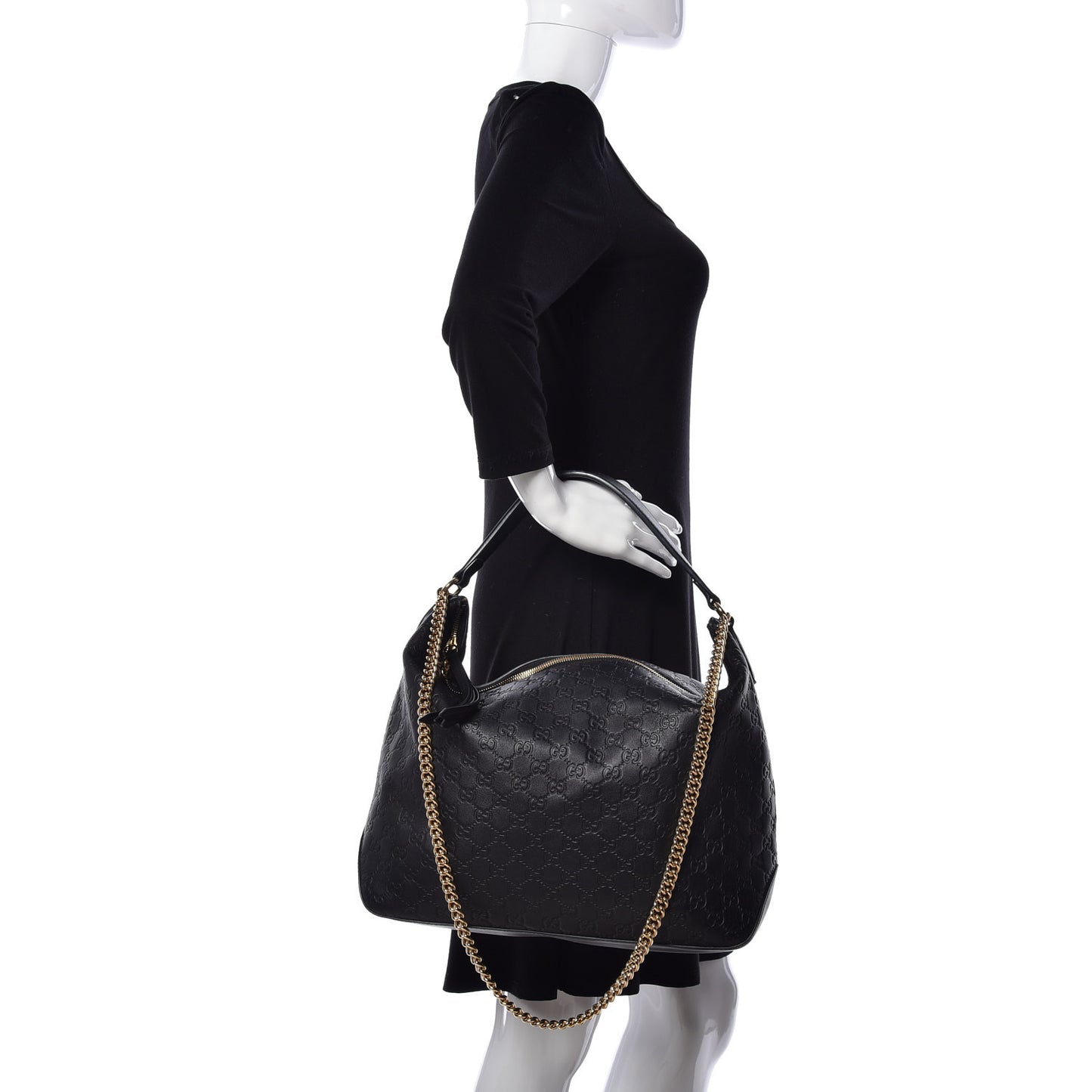 Guccissima Signature Large Linea A Hobo Black