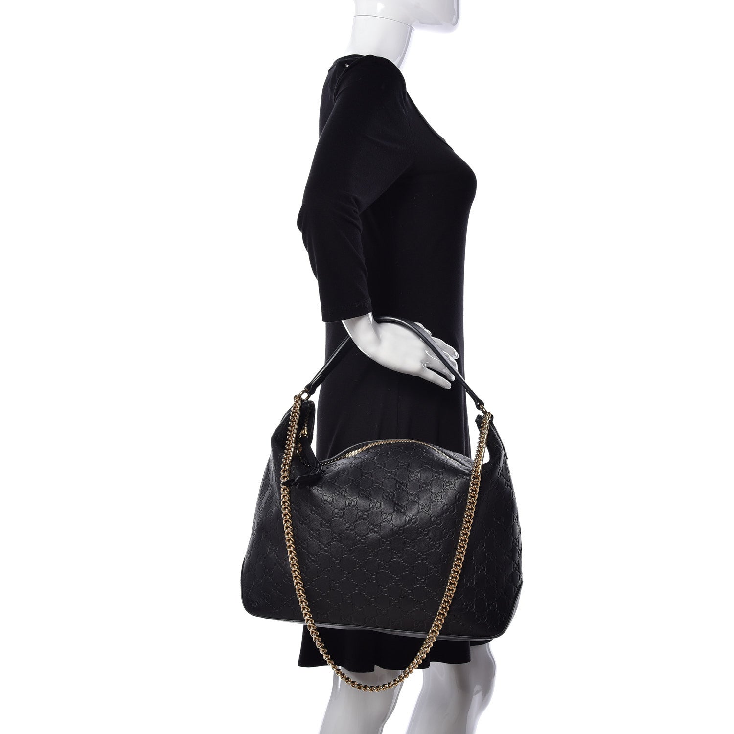 Gucci Guccissima Signature Large Linea A Hobo Black 3 of 10
