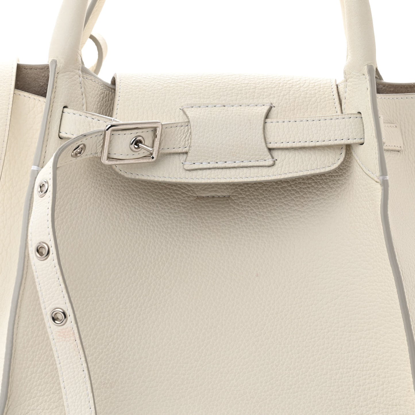 Supple Grained Calfskin Small Big Bag White
