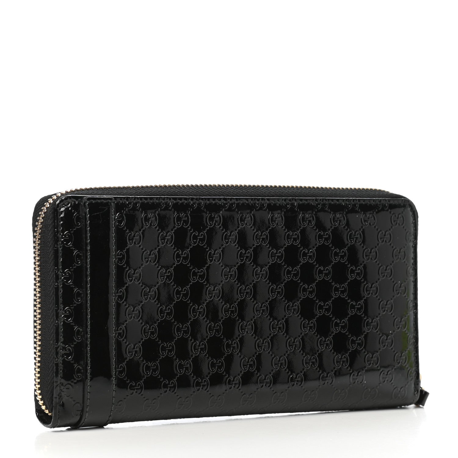 Gucci Patent Microguccissima Nice Zip Around Wallet Black 3 of 8