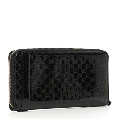 Gucci Patent Microguccissima Nice Zip Around Wallet Black 3 of 8