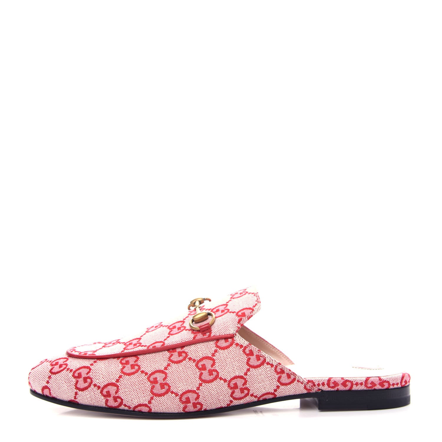 Gucci Canvas GG Monogram Horsebit Womens Princetown Slippers 40 Gardenia Hibiscus Red 1 of 11