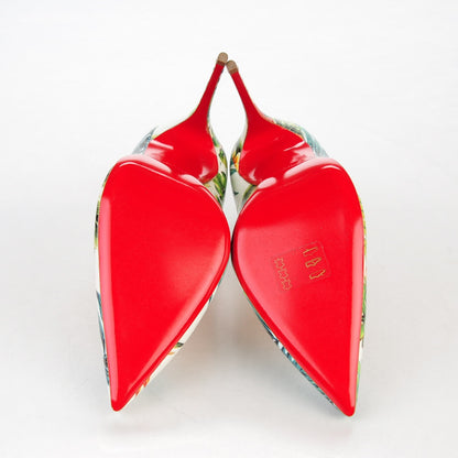 Christian Louboutin Crackled Calfskin Hawaii Print So Kate 120 Pumps 40.5 White Multi 5 of 6