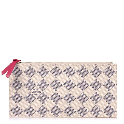 Louis Vuitton Damier Azur Felicie Chain Wallet Zippered Insert Fuchsia 1 of 6