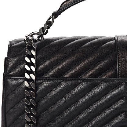 Saint Laurent Sheepskin Matelasse Chevron Monogram Large College Satchel Black 15 of 21