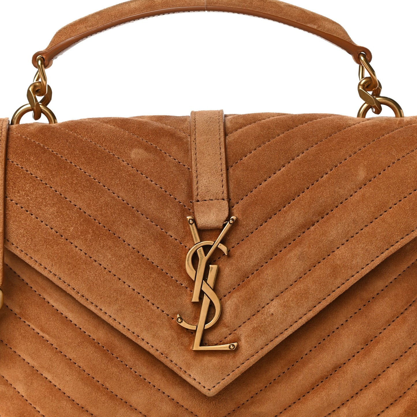 Suede Matelasse Chevron Monogram Medium College Bag Cinnamon