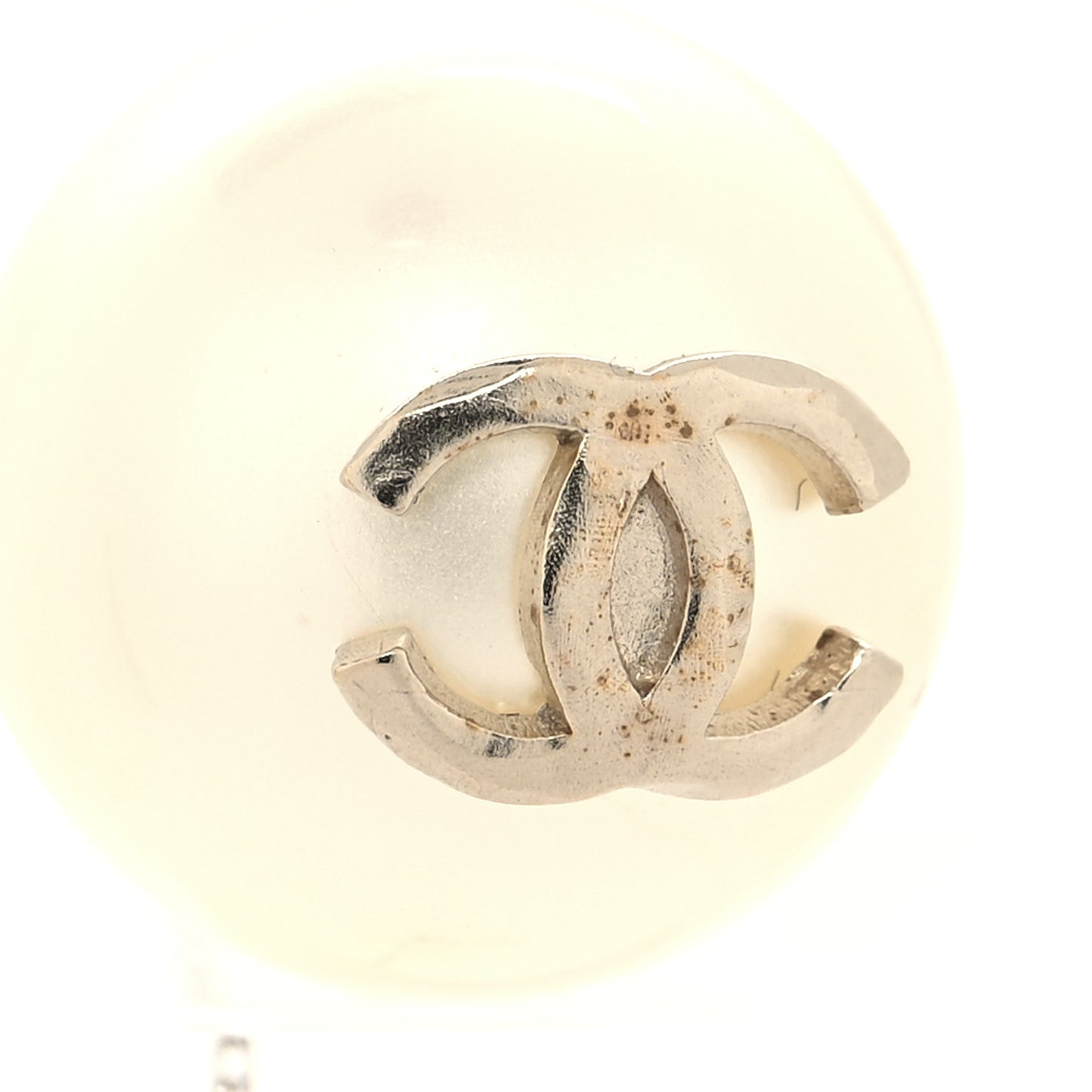 Pearl CC Chain Drop Earrings Gold