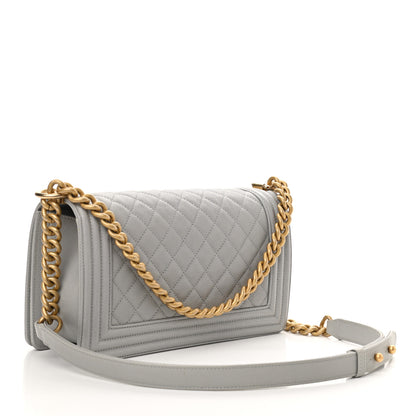 Chanel Caviar Quilted Medium Boy Flap Light Grey 3 of 11