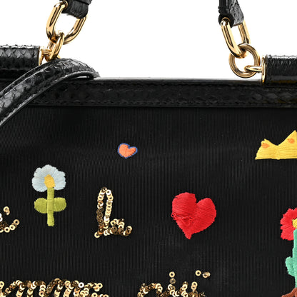 Dolce & Gabbana Neoprene Watersnake Embellished Medium Miss Sicily Satchel Black Multicolor 7 of 13