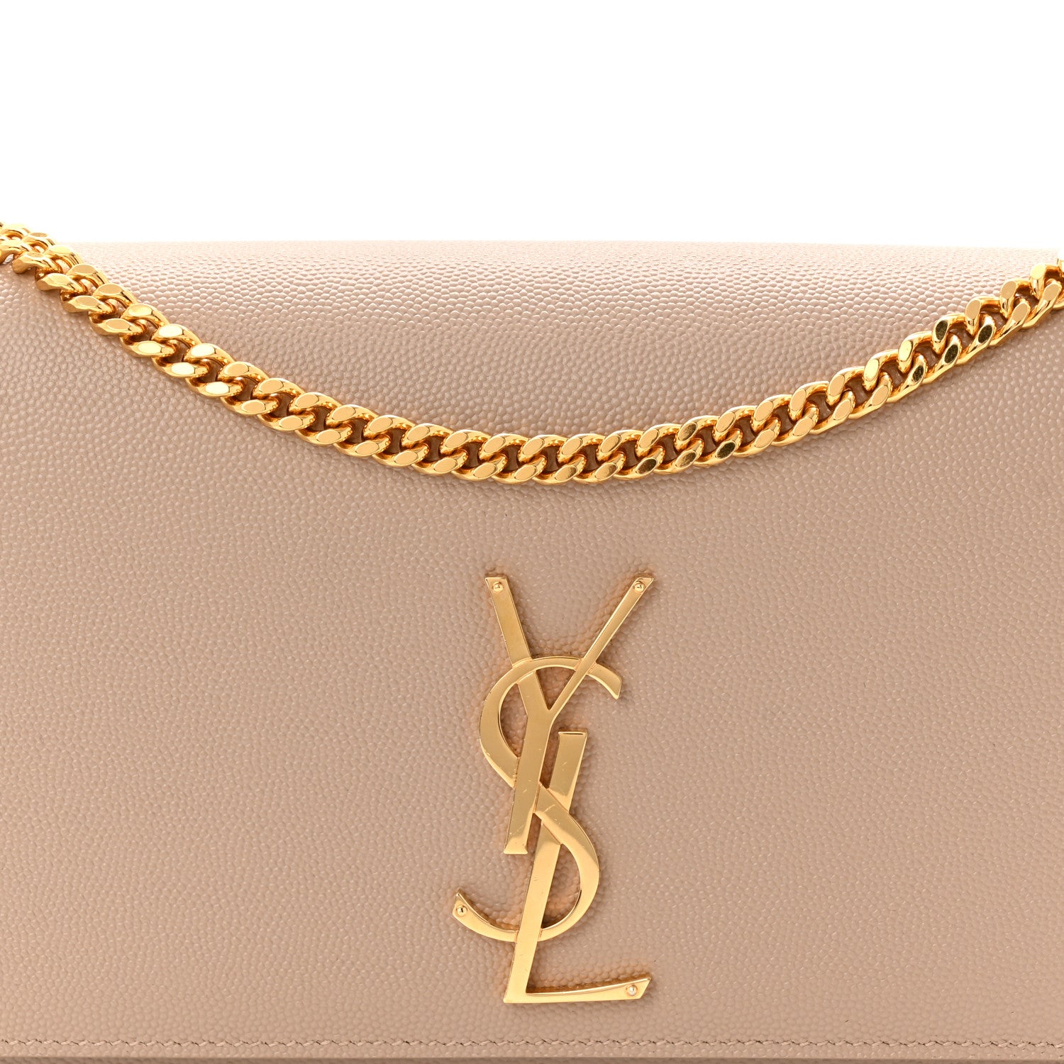 Saint Laurent Grain De Poudre Medium Monogram Kate Satchel Dark Beige 7 of 10