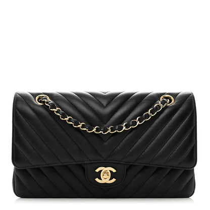 Chanel Lambskin Chevron Quilted Medium Double Flap Black 1 of 11