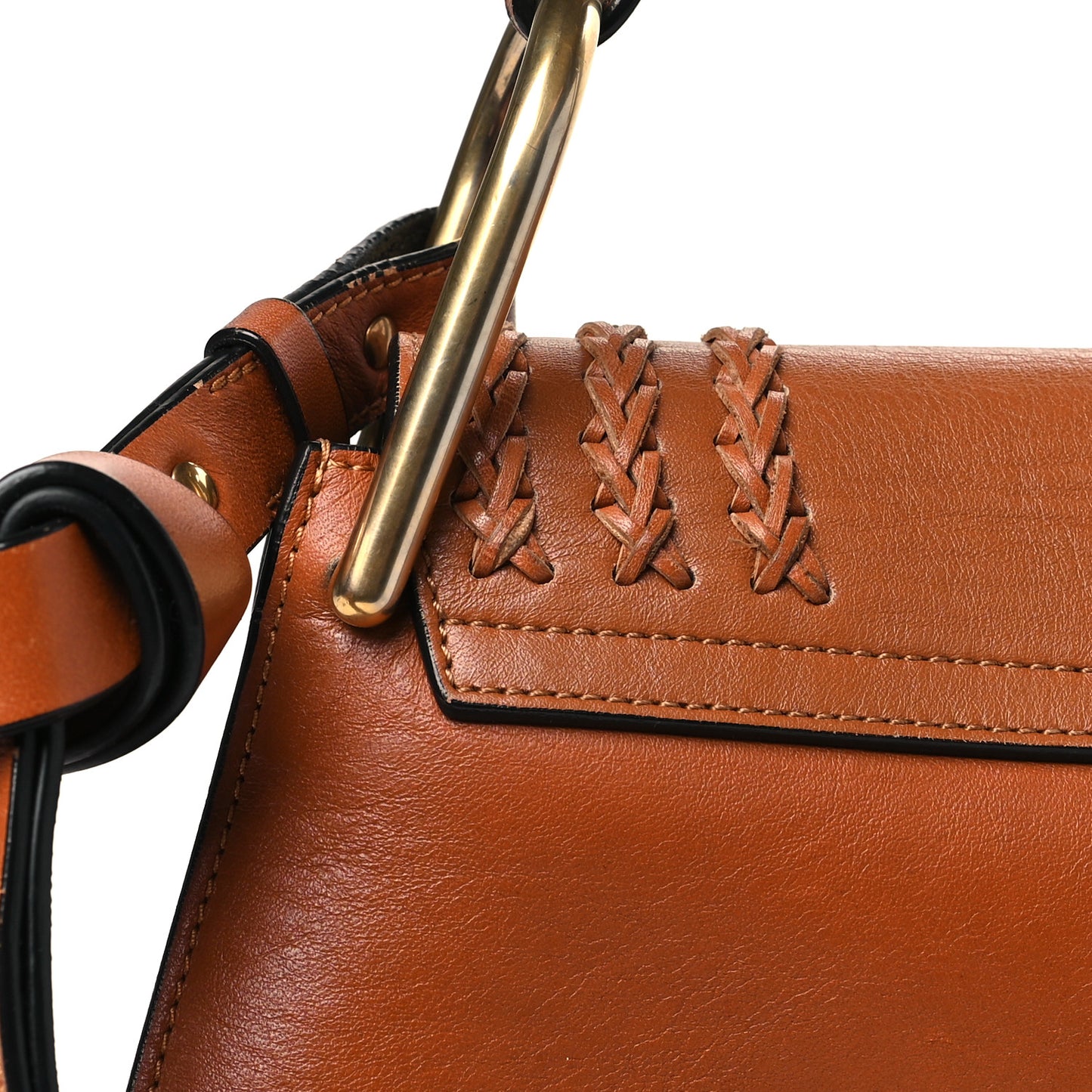 Calfskin Braided Medium Hudson Shoulder Bag Caramel