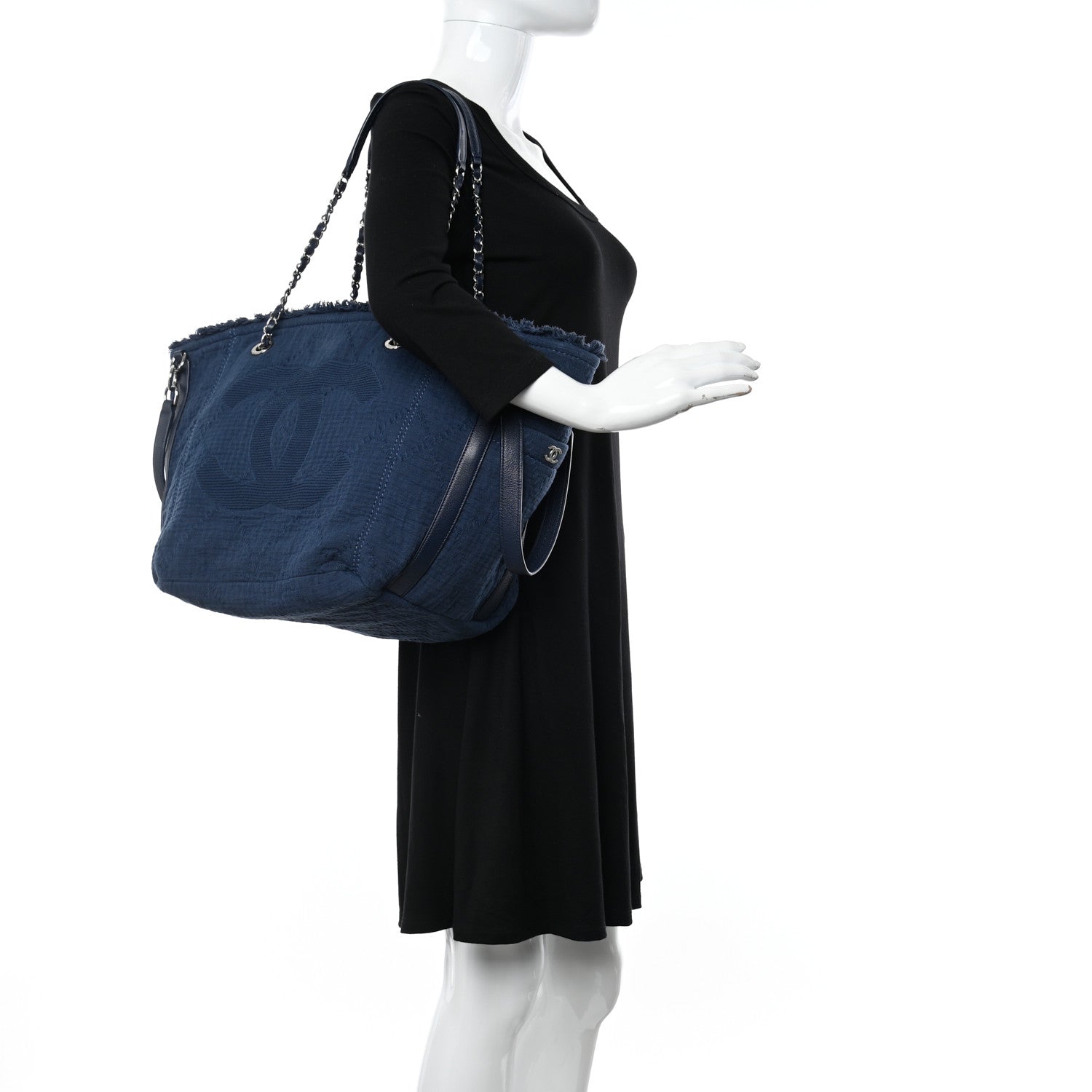Chanel Canvas Small Double Face Tote Navy 2 of 10