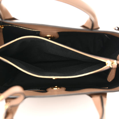 Burberry Grainy Calfskin House Check Medium Banner Tote Camel 5 of 9