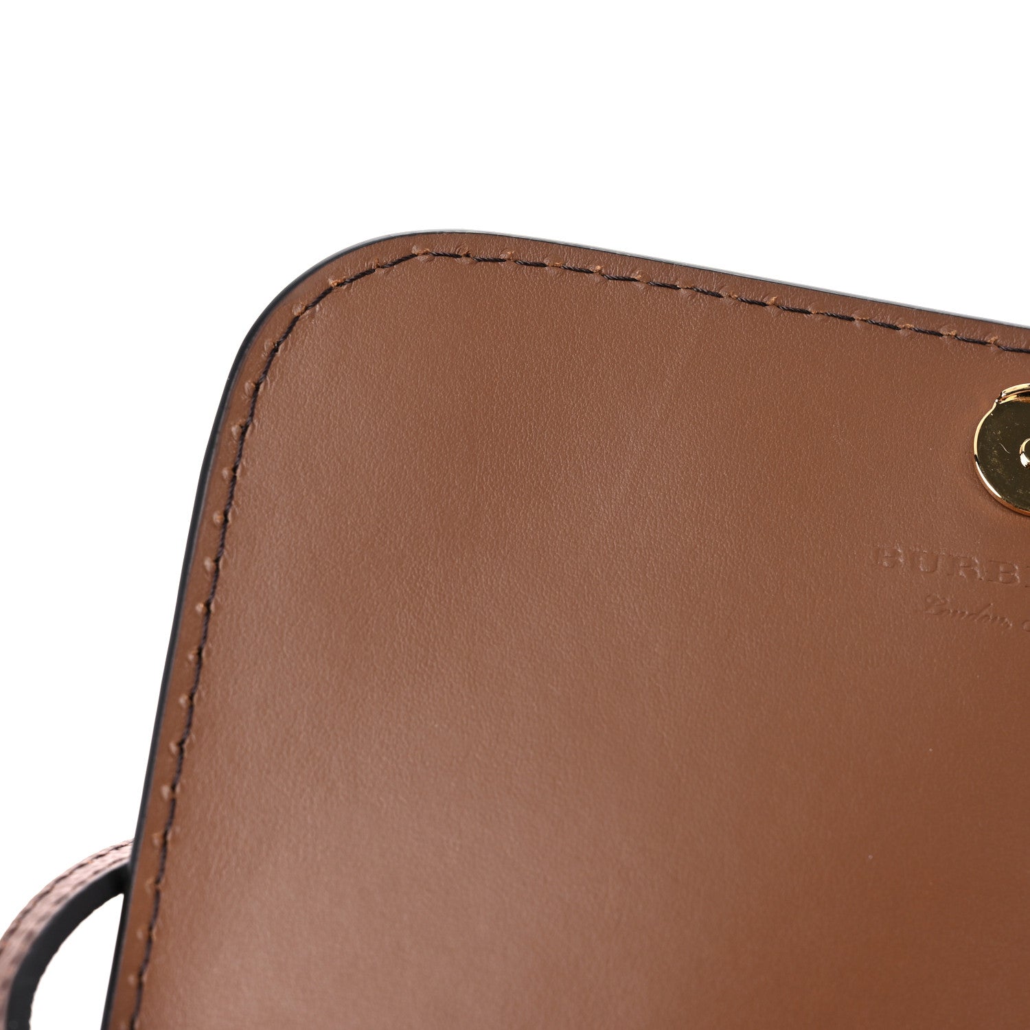 Burberry Grained Calfskin House Check Tartan Mix Hampshire Wallet On Chain Tan 10 of 11