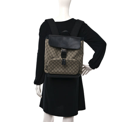 Gucci GG Supreme Monogram Single Buckle Backpack Beige Black 2 of 11