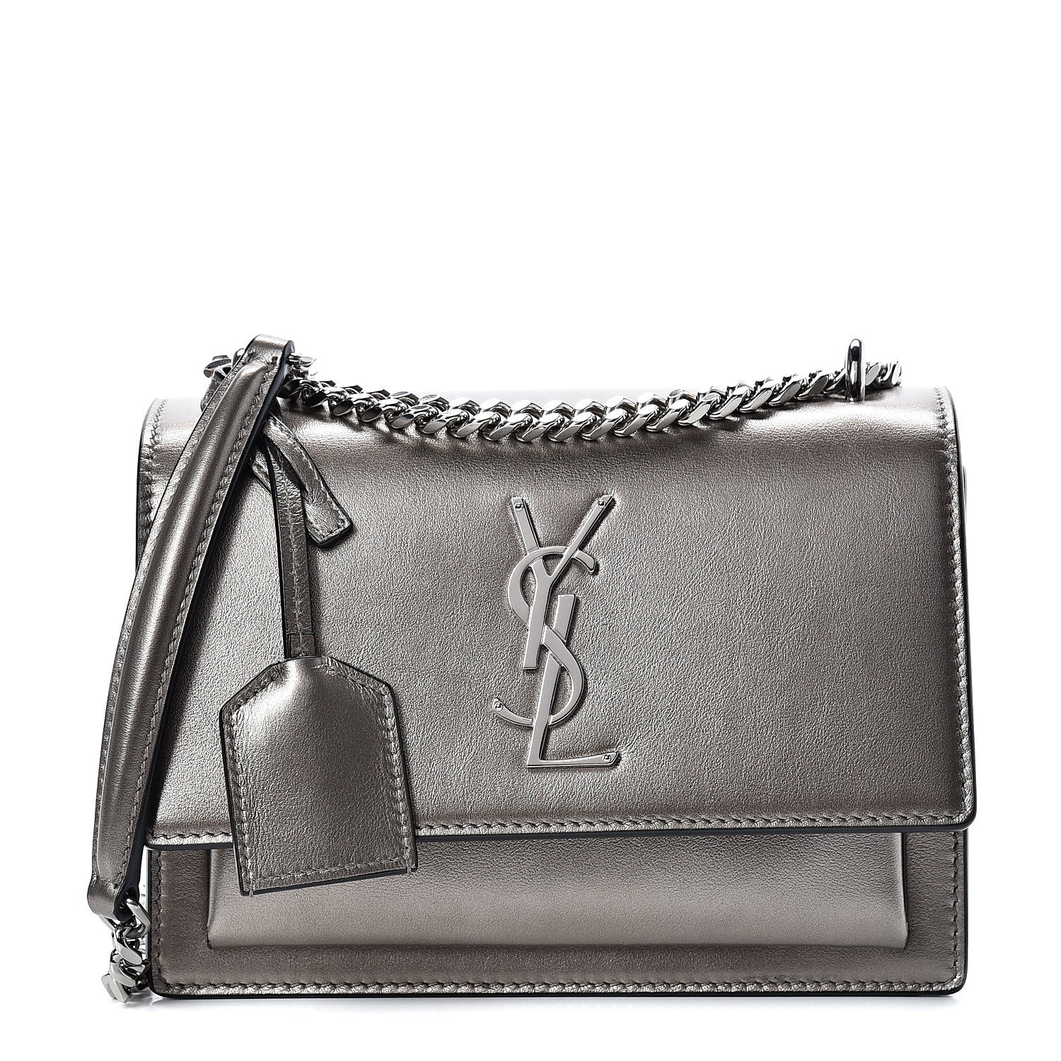 Saint Laurent Metallic Calfskin Small Monogram Sunset Piombo 1 of 9