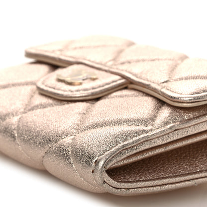 Chanel Metallic Lambskin Quilted Flap Card Holder On Chain Gold 9 of 10