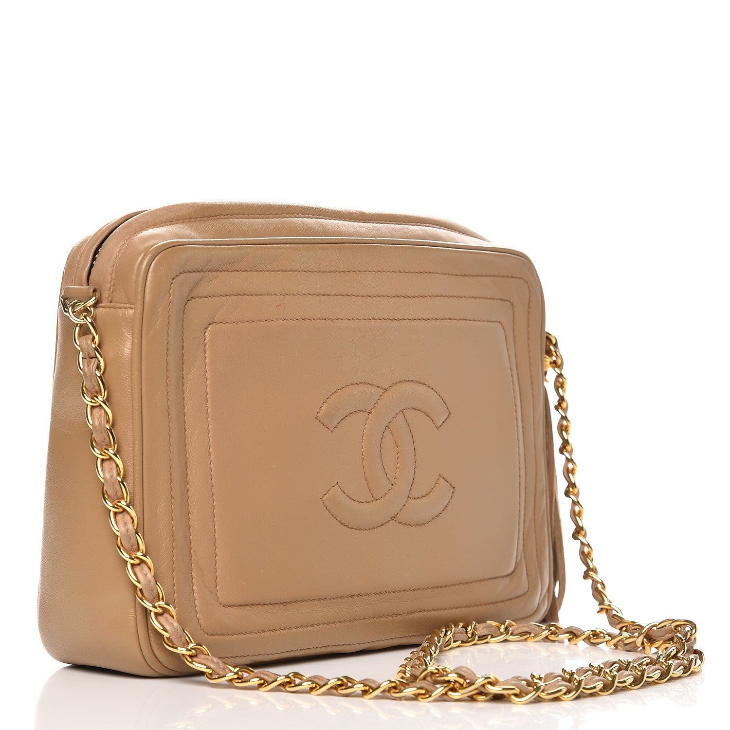 Chanel Lambskin Chevron Tassel Camera Case Taupe 3 of 9