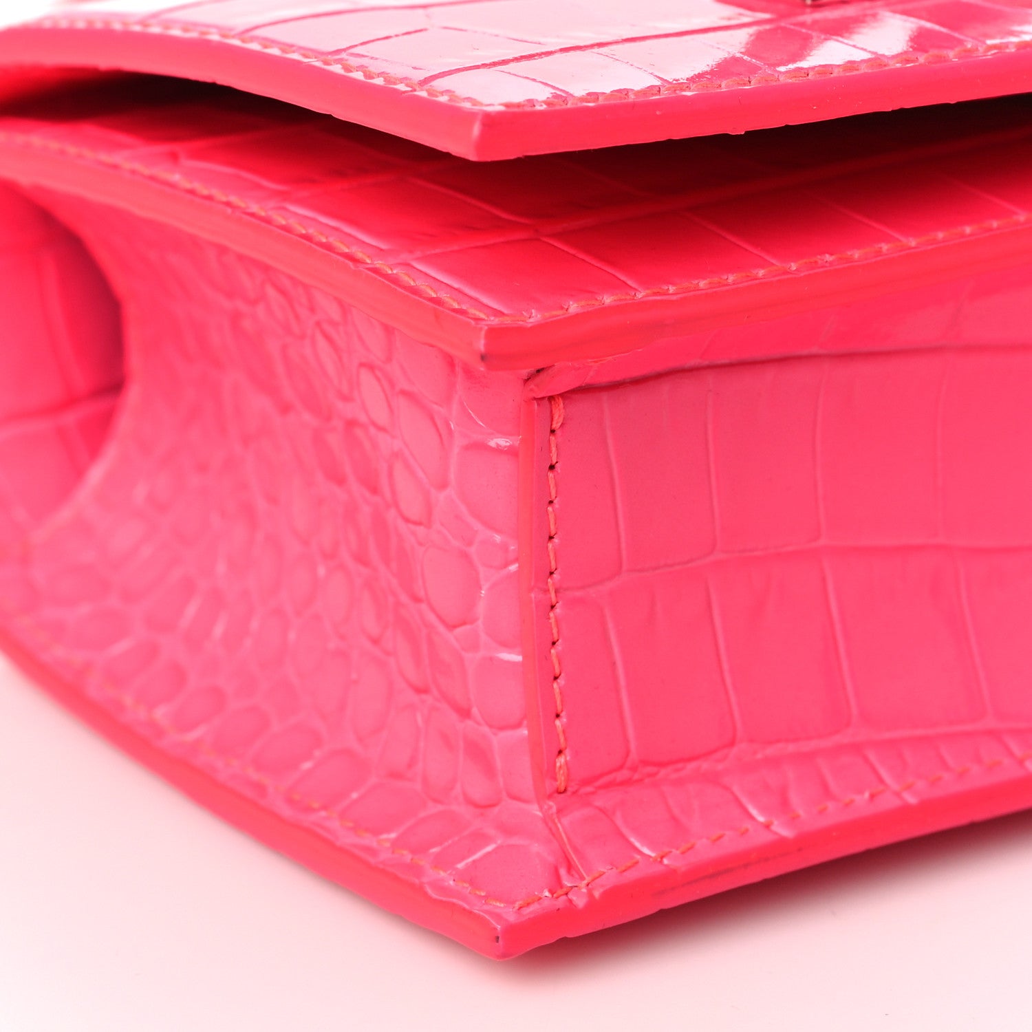 Alexander McQueen Shiny Crocodile Embossed Jeweled Satchel Peony Pink 8 of 10