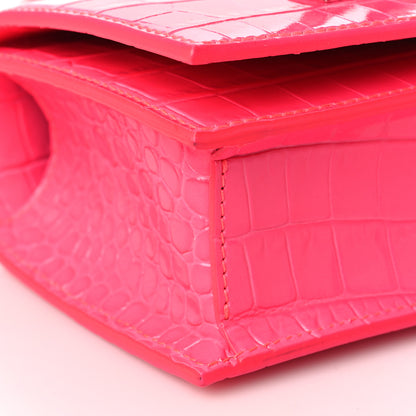 Alexander McQueen Shiny Crocodile Embossed Jeweled Satchel Peony Pink 8 of 10