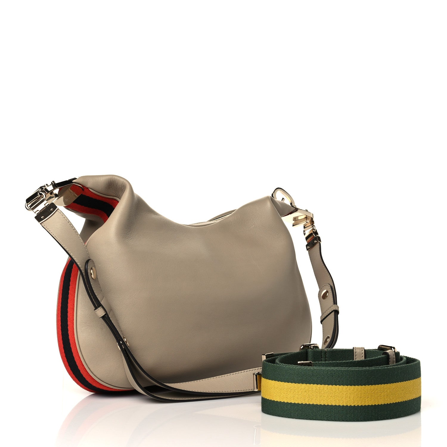 Gucci Aria Calfskin Web Large Attache Shoulder Bag Beige 3 of 10