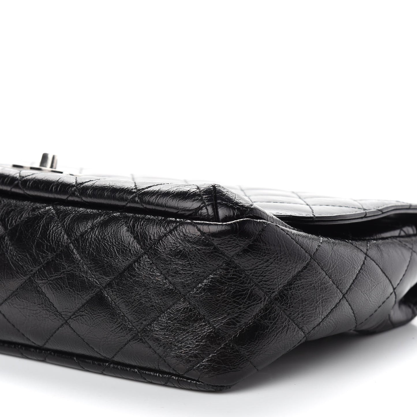 Shiny Goatskin Quilted Flap Black