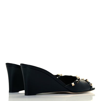 Valentino Garavani Calfskin Rockstud Wedge Sandals 41 Black 7 of 24