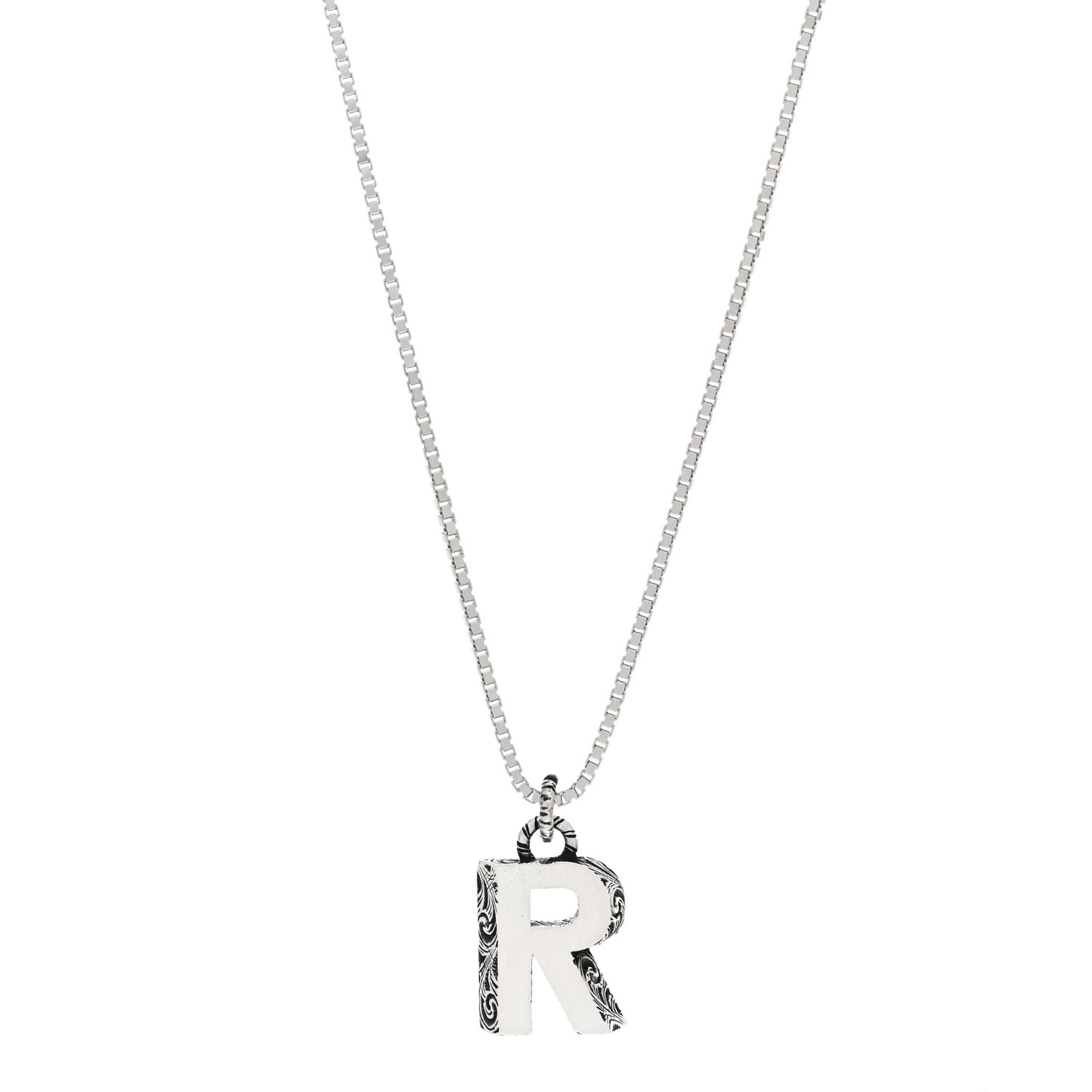 Sterling Silver Letter R Pendant Necklace
