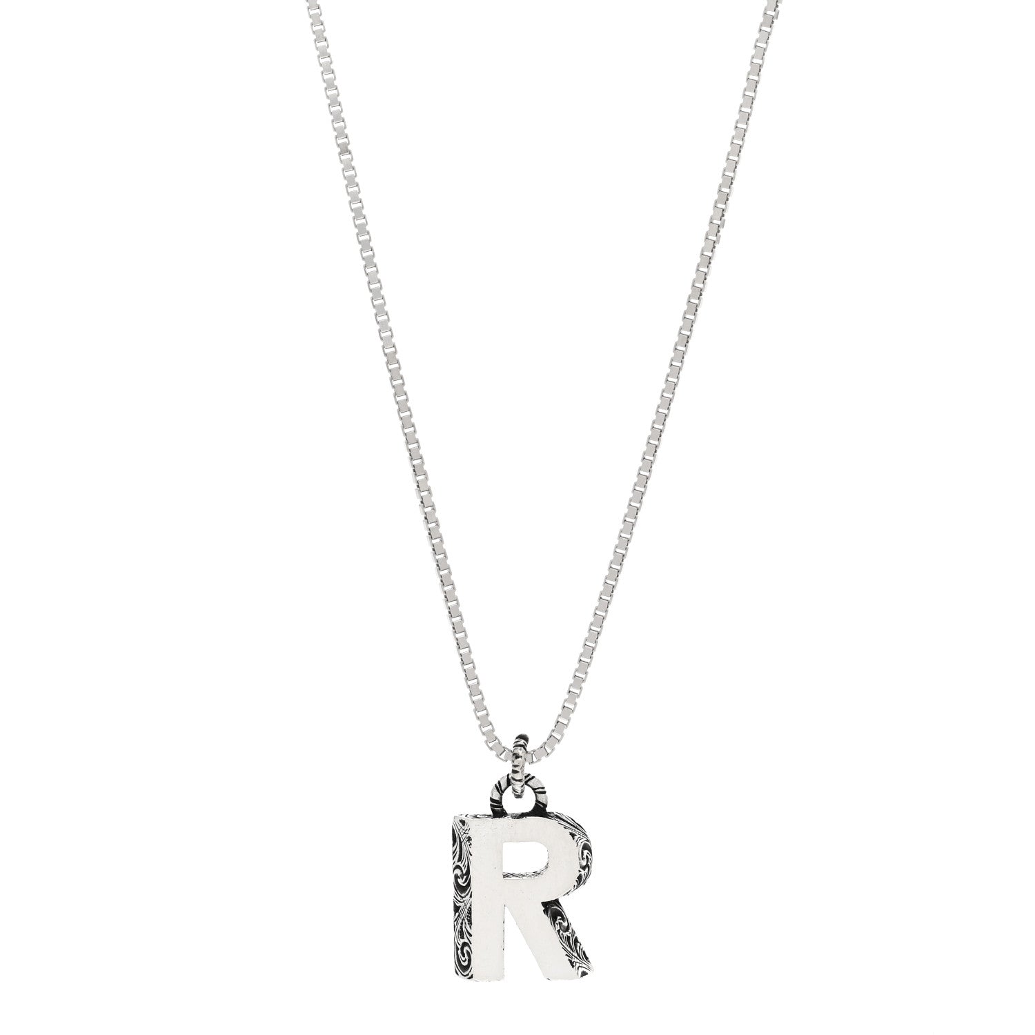 Gucci Sterling Silver Letter R Pendant Necklace 1 of 4