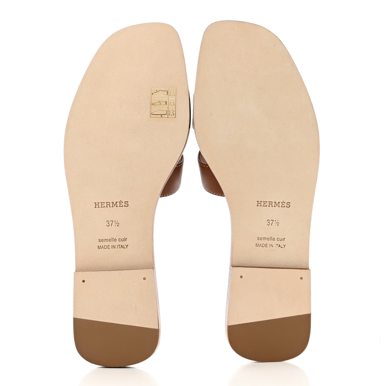 Hermes Box Calfskin Oran Sandals 37.5 Gold 5 of 9