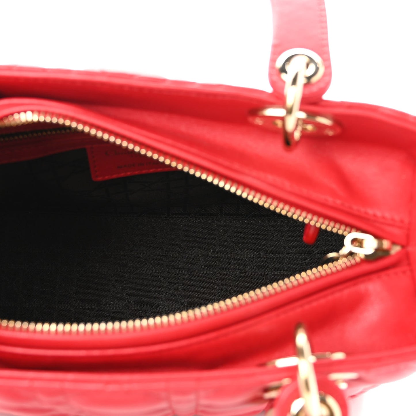 Lambskin Cannage Medium Lady Dior Red
