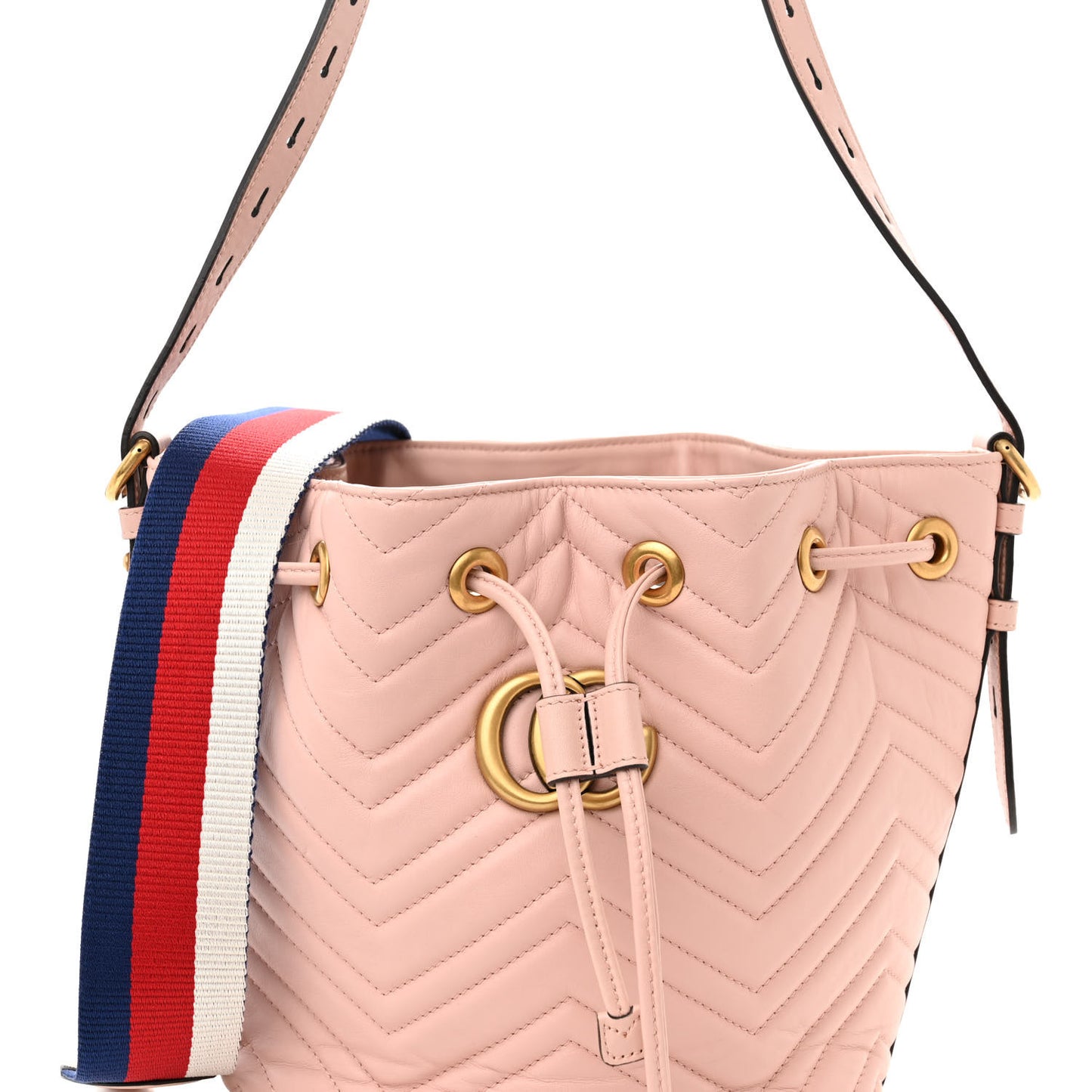 Calfskin Matelasse Sylvie Web GG Marmont Bucket Bag Perfect Pink