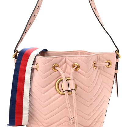 Gucci Calfskin Matelasse Sylvie Web GG Marmont Bucket Bag Perfect Pink 8 of 10
