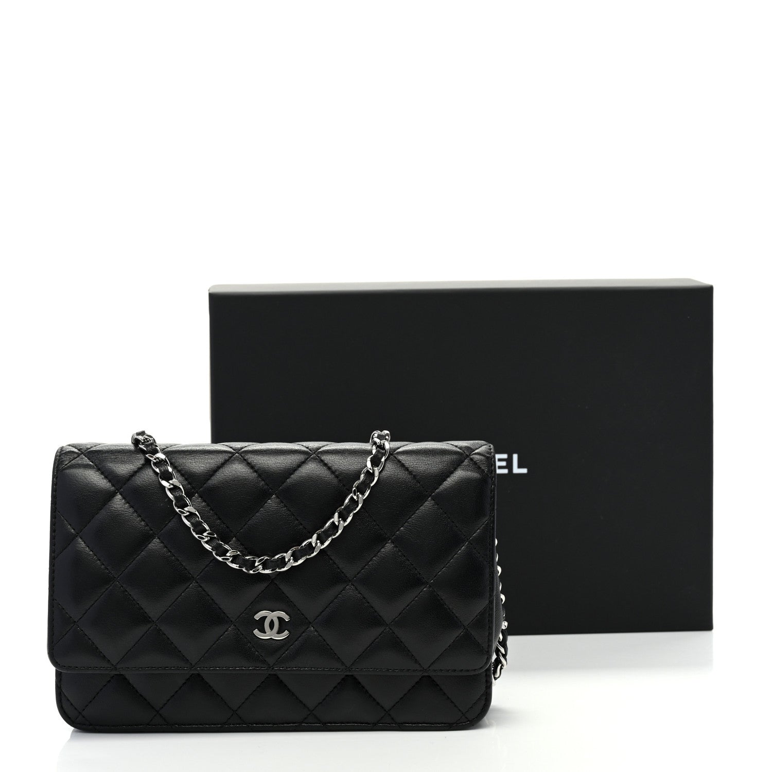 Chanel Lambskin Quilted Wallet On Chain WOC Black 11 of 11