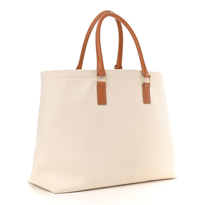 Celine Canvas Calfskin Horizontal Cabas Natural Tan 3 of 9