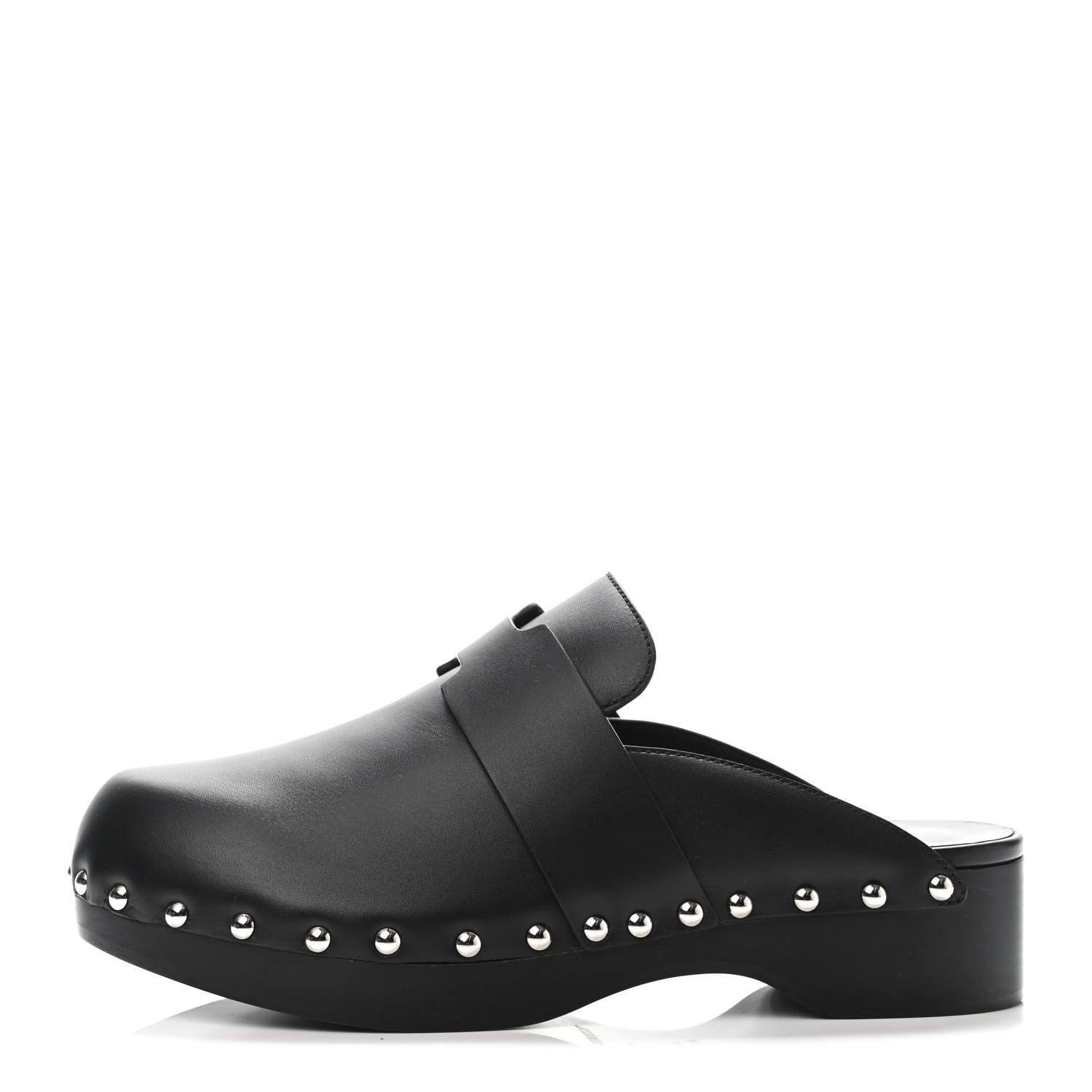 Hermes Calfskin Calya Mules 37 Black 1 of 4