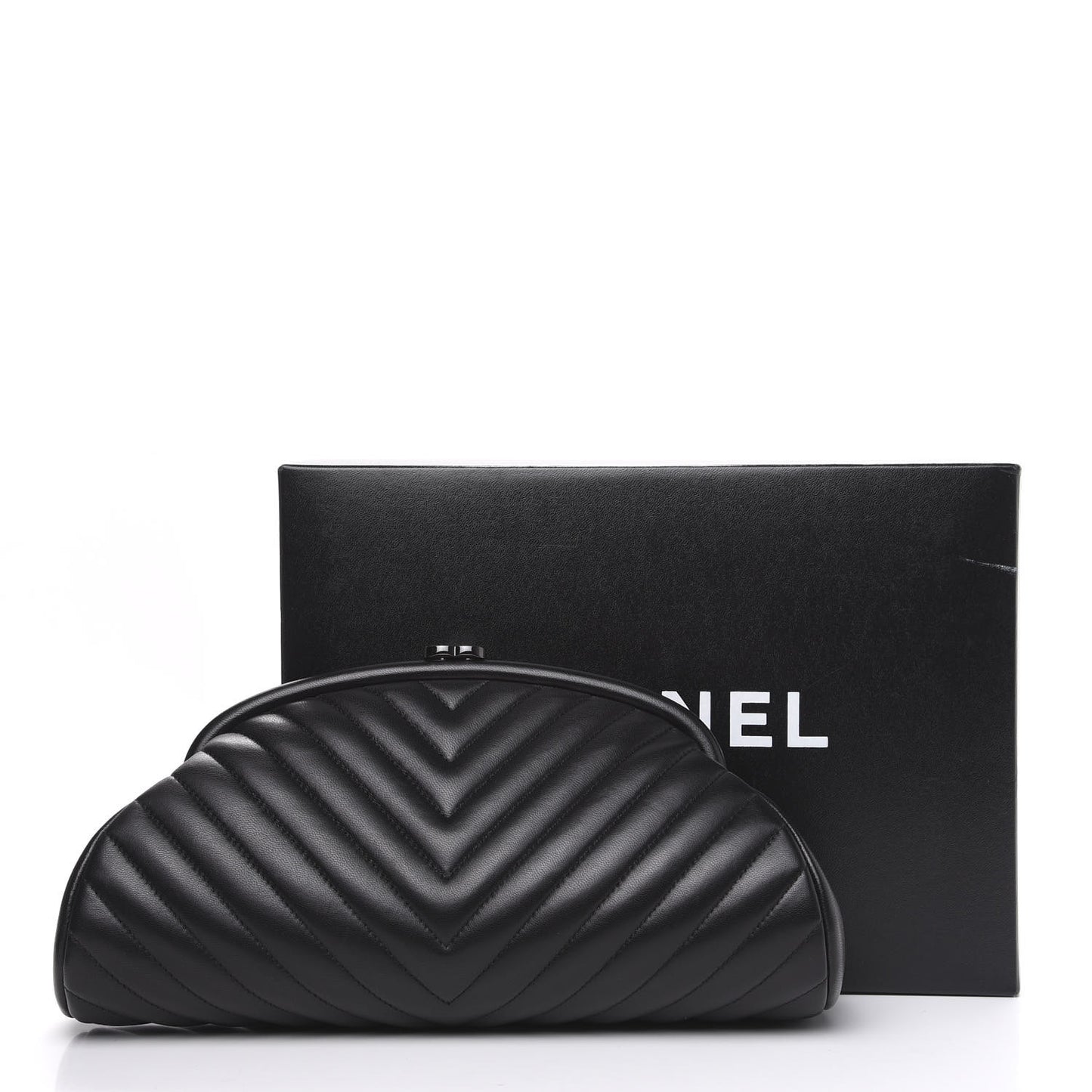 Lambskin Chevron Quilted Timeless Clutch So Black