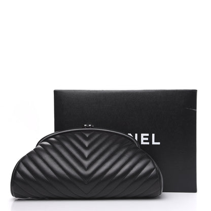 Chanel Lambskin Chevron Quilted Timeless Clutch So Black 10 of 10