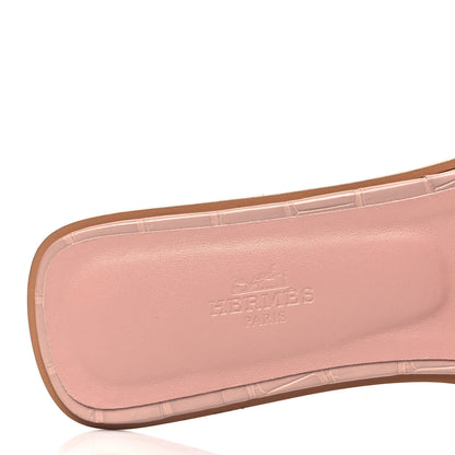 Hermes Matte Crocodile Oran Sandals 39.5 Blush 7 of 9