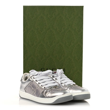 Gucci Metallic Nappa Silk Crystals Womens Screener Sneakers 35 Silver Light Grey 11 of 11