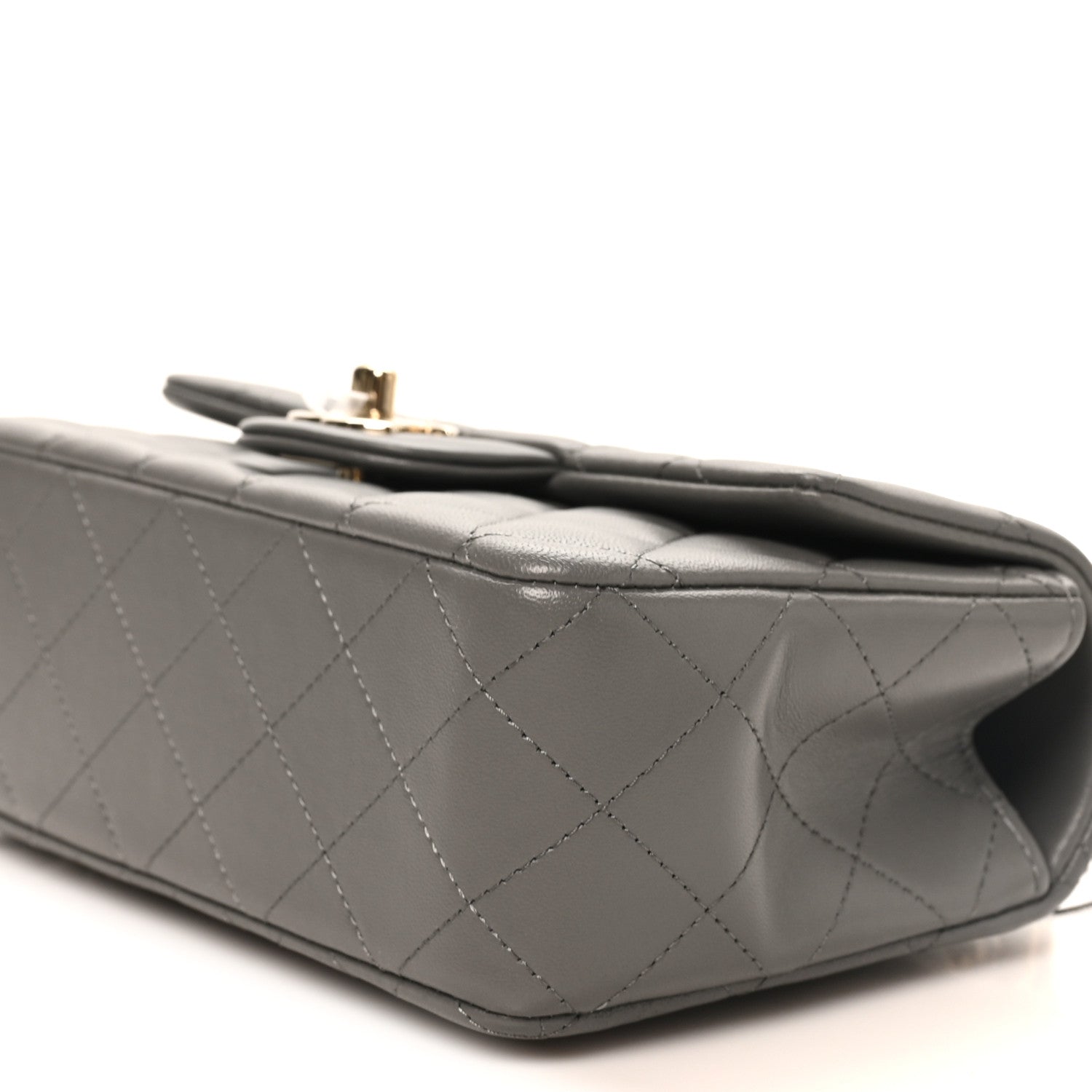 Chanel Lambskin Quilted Mini Top Handle Rectangular Flap Dark Grey 10 of 10