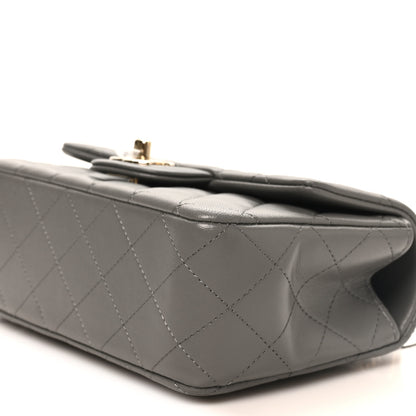 Chanel Lambskin Quilted Mini Top Handle Rectangular Flap Dark Grey 10 of 10