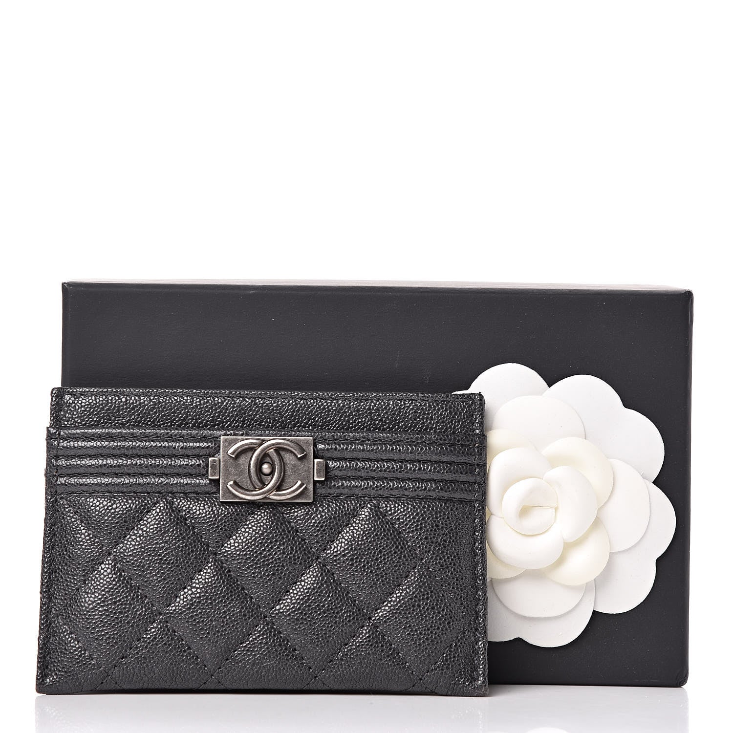 Chanel Caviar Quilted Boy Card Holder Charcoal 11 of 11