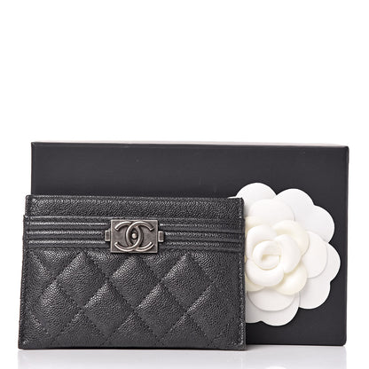 Chanel Caviar Quilted Boy Card Holder Charcoal 11 of 11