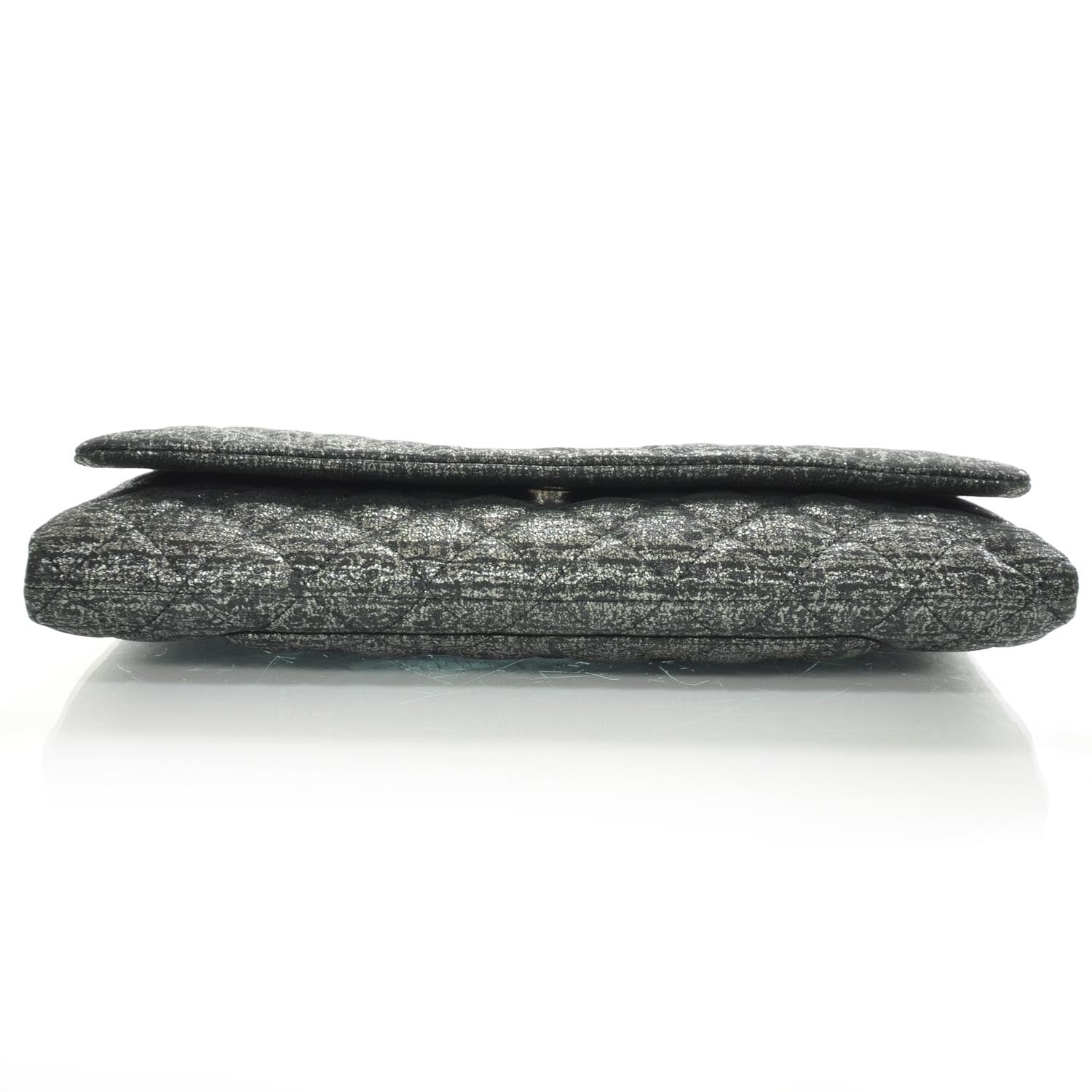 Chanel Glitter Fabric Quilted Clutch w Butterfly Chain 4 of 10
