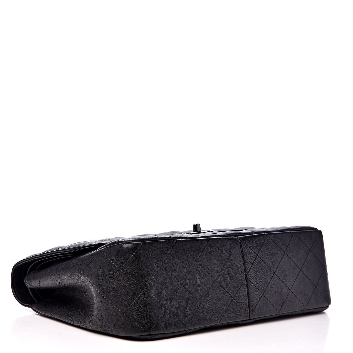 Crumpled Calfskin Quilted Jumbo Double Flap So Black